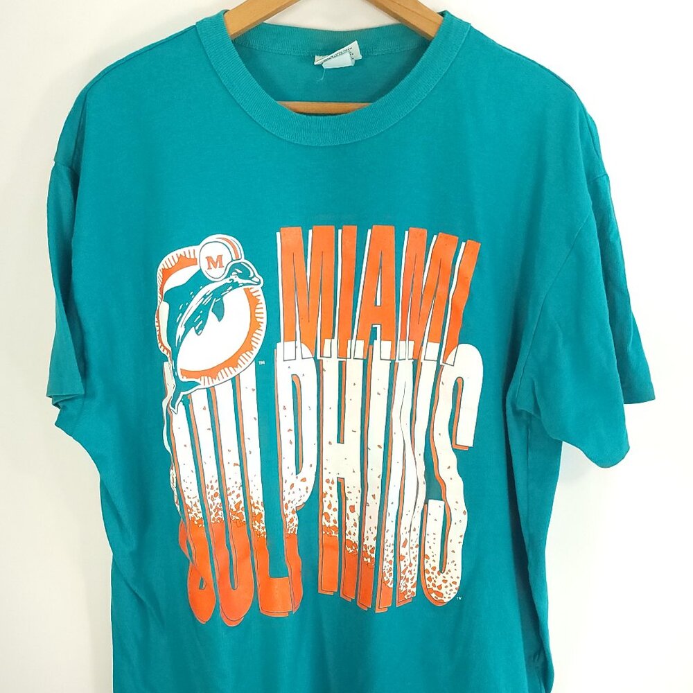Vintage NFL Miami Dolphins Graphic Team Rated T-Shirt Men's XXL Aqua USA
